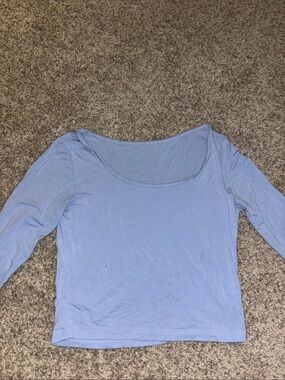Kids Light Blue Long-Sleeve Scoop Neck Tee